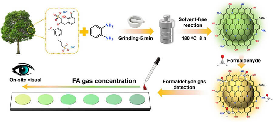 Synthesis of Sodium Lignosulfonate-Based High-Yield Carbon Dots without Solvent